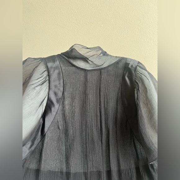 PRADA Black Sheer Silk Blouse Top - Picture 10 of 15